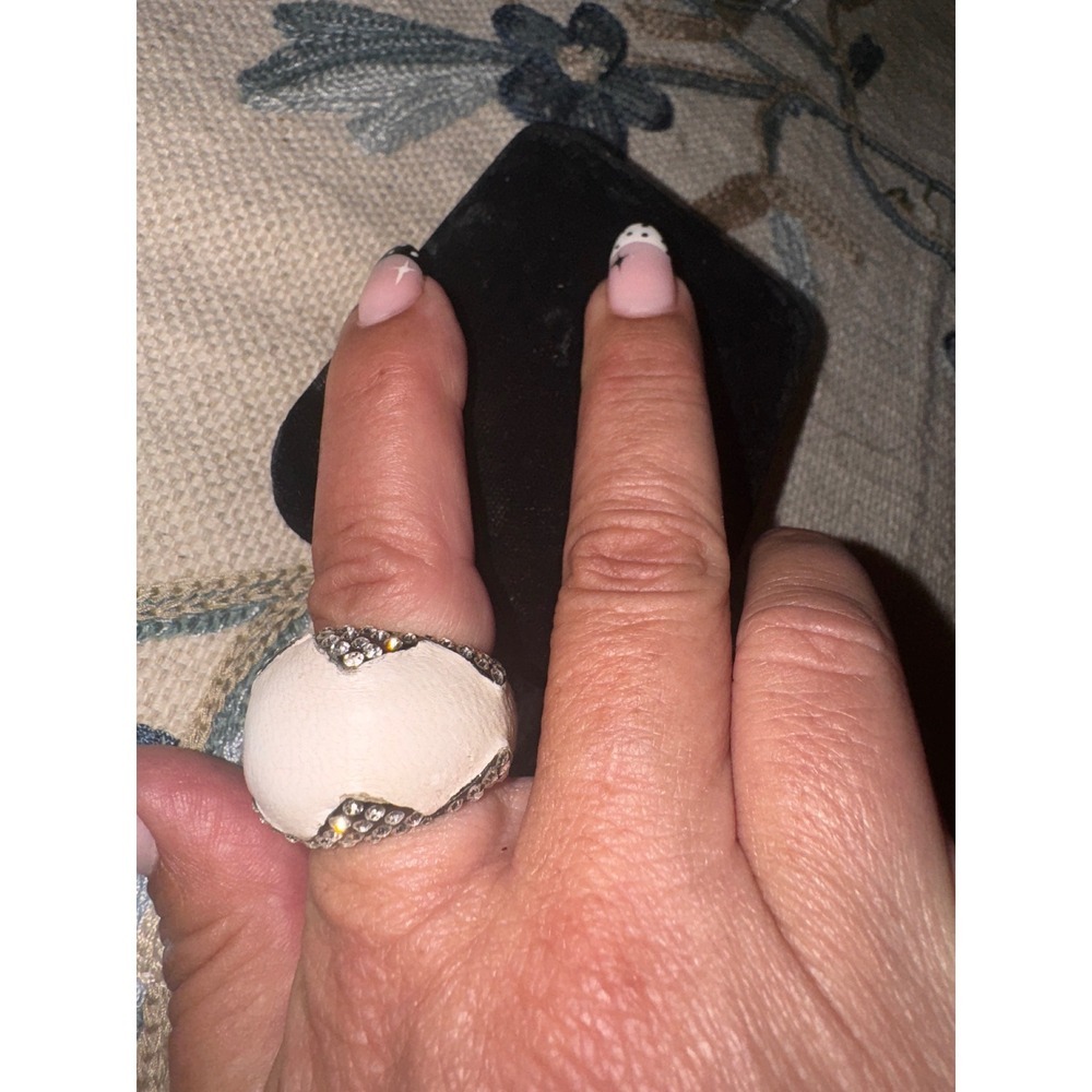 House of Harlow Statement Ring White Dome Crystal Pave Ring - Picture 12 of 13